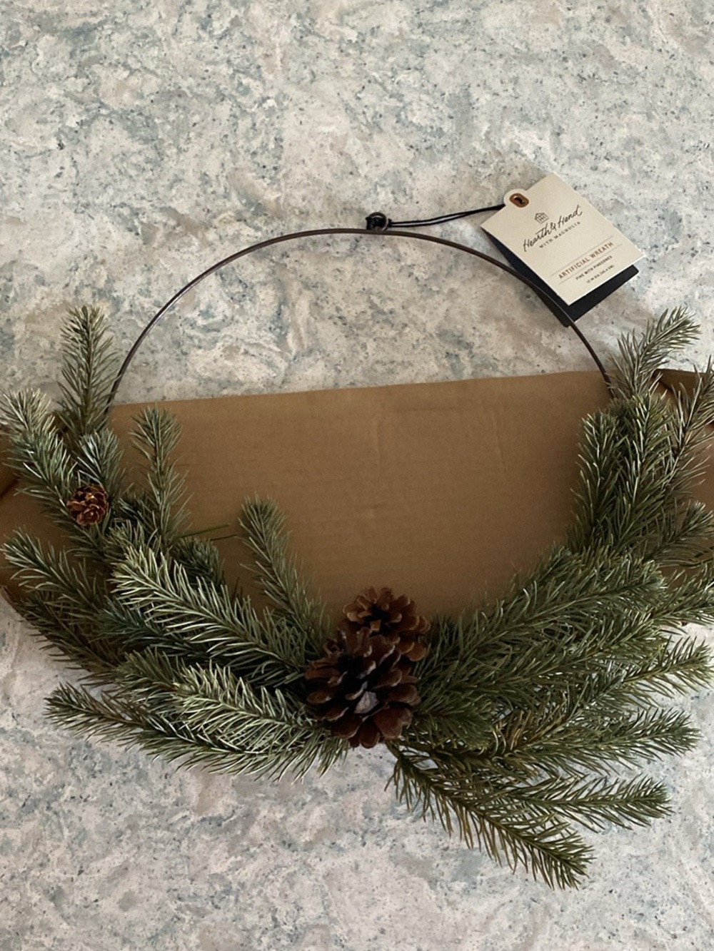 Hearth & Hand Green Pine Ring Wreath with Pinecones